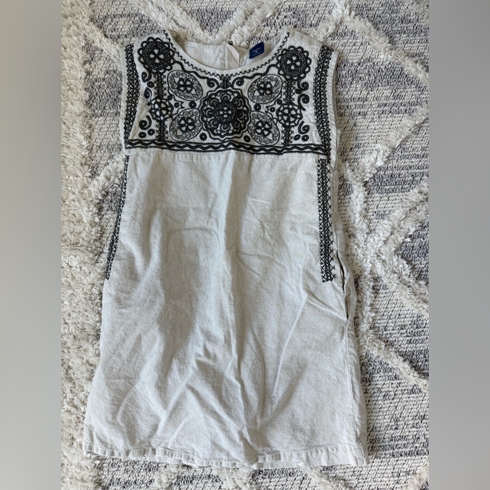 GAP Kids Cream Dress with Black Embroidery